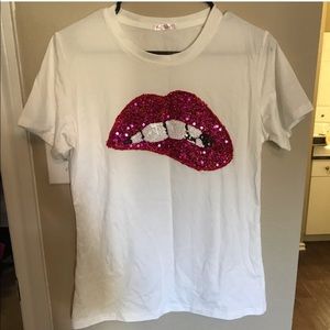 Sequins Lips Graphic T-Shirt